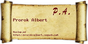 Prorok Albert névjegykártya